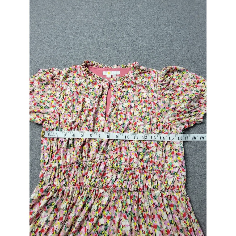 Boden Dress Womens 8R Multi Floral Stretch Puff Sleeve Keyhole Neck Empire Waist - Picture 4 of 8